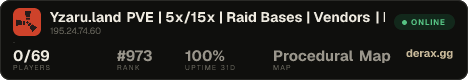 Yzaru.land PVE | 5x/15x | Raid Bases | Vendors | PVP-Events