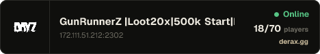 GunRunnerZ |Loot20x|500k Start|Helis|Raid Alarm|Tappers| Fresh