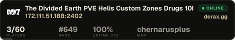 The Divided Earth PVE Helis Custom Zones Drugs 10k Start