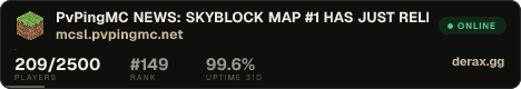 »»» » PvPingMC « ««« NEWS: SKYBLOCK MAP #1 HAS JUST RELEASED!