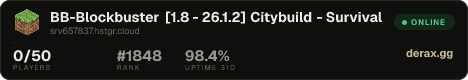 BB-Blockbuster [1.8 - 26.1.2] Citybuild - Survival - Skyblock und vieles mehr