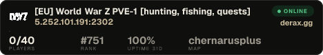 [EU] World War Z PVE-1 [hunting, fishing, quests]