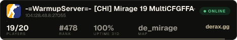 -=WarmupServer=- [CHI] Mirage 19 ★MultiCFG★FFA-DM★
