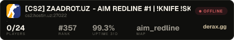 [CS2] ZAADROT.UZ - AIM REDLINE #1 | !KNIFE !SKINS