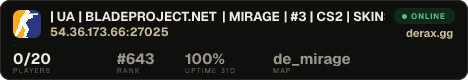 | UA | BLADEPROJECT.NET | MIRAGE | #3 | CS2 | SKINS, KNIFE
