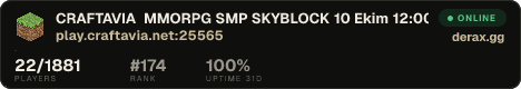 CRAFTAVIA ┃ MMORPG SMP SKYBLOCK ▸ 10 Ekim 12:00'de açılıyor ✦