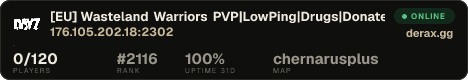 [EU] Wasteland Warriors PVP|LowPing|Drugs|Donate