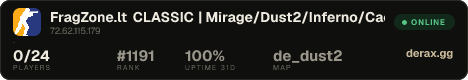 FragZone.lt CLASSIC | Mirage/Dust2/Inferno/Cache | Rank + FZ Cr