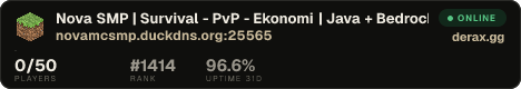 Nova SMP | Survival - PvP - Ekonomi | Java + Bedrock