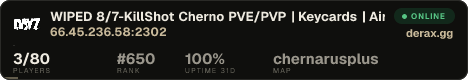 WIPED 8/7-KillShot Cherno PVE/PVP | Keycards | AirDrops | RFFS