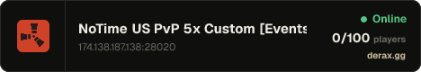 NoTime US PvP 5x Custom [Events|SkillTree|Skins|RaidBases]