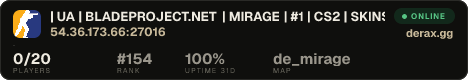 | UA | BLADEPROJECT.NET | MIRAGE | #1 | CS2 | SKINS, KNIFE
