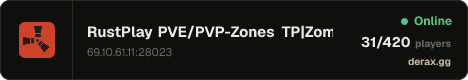 RustPlay PVE/PVP-Zones TP|Zombies|LVLs|Kits|Quests|Clans|+More!