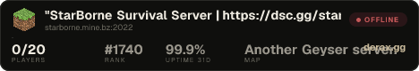 "StarBorne Survival Server | https://dsc.gg/starbornemc"