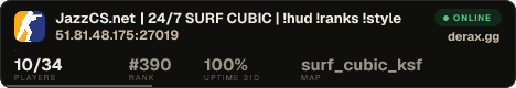 JazzCS.net | 24/7 SURF CUBIC | !hud !ranks !style