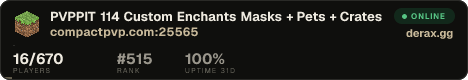 PVPPIT ✦ 114 Custom Enchants Masks + Pets + Crates + Spawners JOIN NOW
