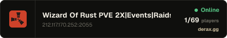 Wizard Of Rust PVE 2X|Events|Raids|Skins|ZLevels|TP
