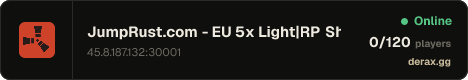 JumpRust.com - EU 5x Light|RP Shop|Kits|TP|Events|Monthly|
