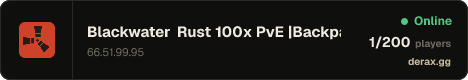 Blackwater Rust 100x PvE |Backpacks|Events|SkillTree|Clans