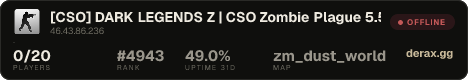 [CSO] DARK LEGENDS Z | CSO Zombie Plague 5.5fix5 | VIP | Jetpack | Levels