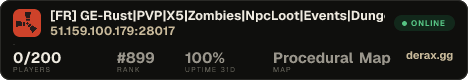[FR] GE-Rust|PVP|X5|Zombies|NpcLoot|Events|Dungeons