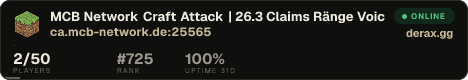 MCB Network » Craft Attack | 26.3 Claims • Ränge • Voicechat