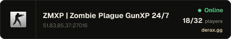 ZMXP | Zombie Plague GunXP 24/7, 100 Levels, Free VIP, Upgrades