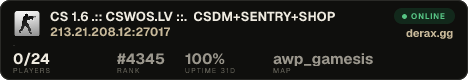 CS 1.6 .:: CSWOS.LV ::. CSDM+SENTRY+SHOP