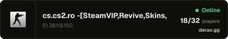cs.cs2.ro -[SteamVIP,Revive,Skins,Levels,BATTLEPASS]