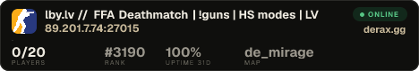 lby.lv // FFA Deathmatch | !guns | HS modes | LV