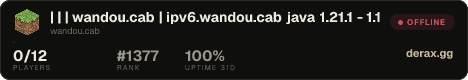 啦啦啦 | 在线 | 离线 | wandou.cab | ipv6.wandou.cab java 1.21.1 - 1.19.2 | bedrocke 1.20.80 - 1.21.44