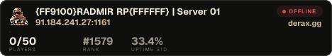 {FF9100}RADMIR RP{FFFFFF} | Server 01