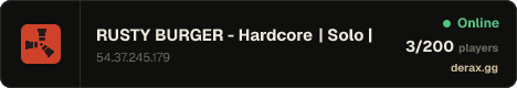 RUSTY BURGER - Hardcore | Solo | Monthly | Low Upkeep