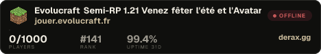 Evolucraft Semi-RP 1.21 Venez fêter l'été et l'Avatar sur le monde d'Aurora !