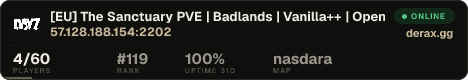 [EU] The Sanctuary PVE | Badlands | Vanilla++ | Open