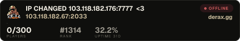 IP CHANGED 103.118.182.176:7777 <3