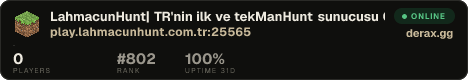 LahmacunHunt| TR'nin ilk ve tekManHunt sunucusu ● Online • 1 Kaçan - 1 Avcı • 1.21.4+