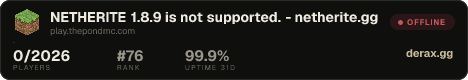 NETHERITE 1.8.9 is not supported. - netherite.gg