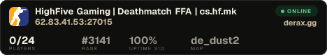 HighFive Gaming | Deathmatch FFA | cs.hf.mk