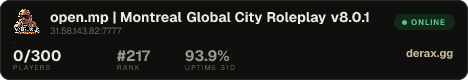 open.mp | Montreal Global City Roleplay v8.0.1