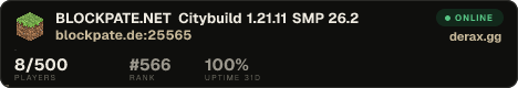 ❖ BLOCKPATE.NET ❖ ✦ Citybuild 1.21.11 ✦ SMP 26.2 ✦