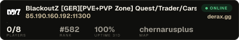 BlackoutZ [GER][PVE+PVP Zone] Quest/Trader/Cars