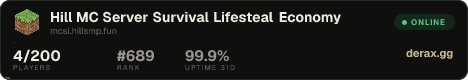 Hill MC Server Survival • Lifesteal • Economy