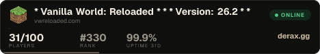 * ✶ Vanilla World: Reloaded ✶ * * * Version: 26.2 * *